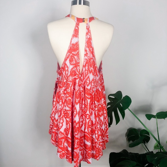 NEW Free People Mimi boho tunic orange halter tank - Picture 4 of 8
